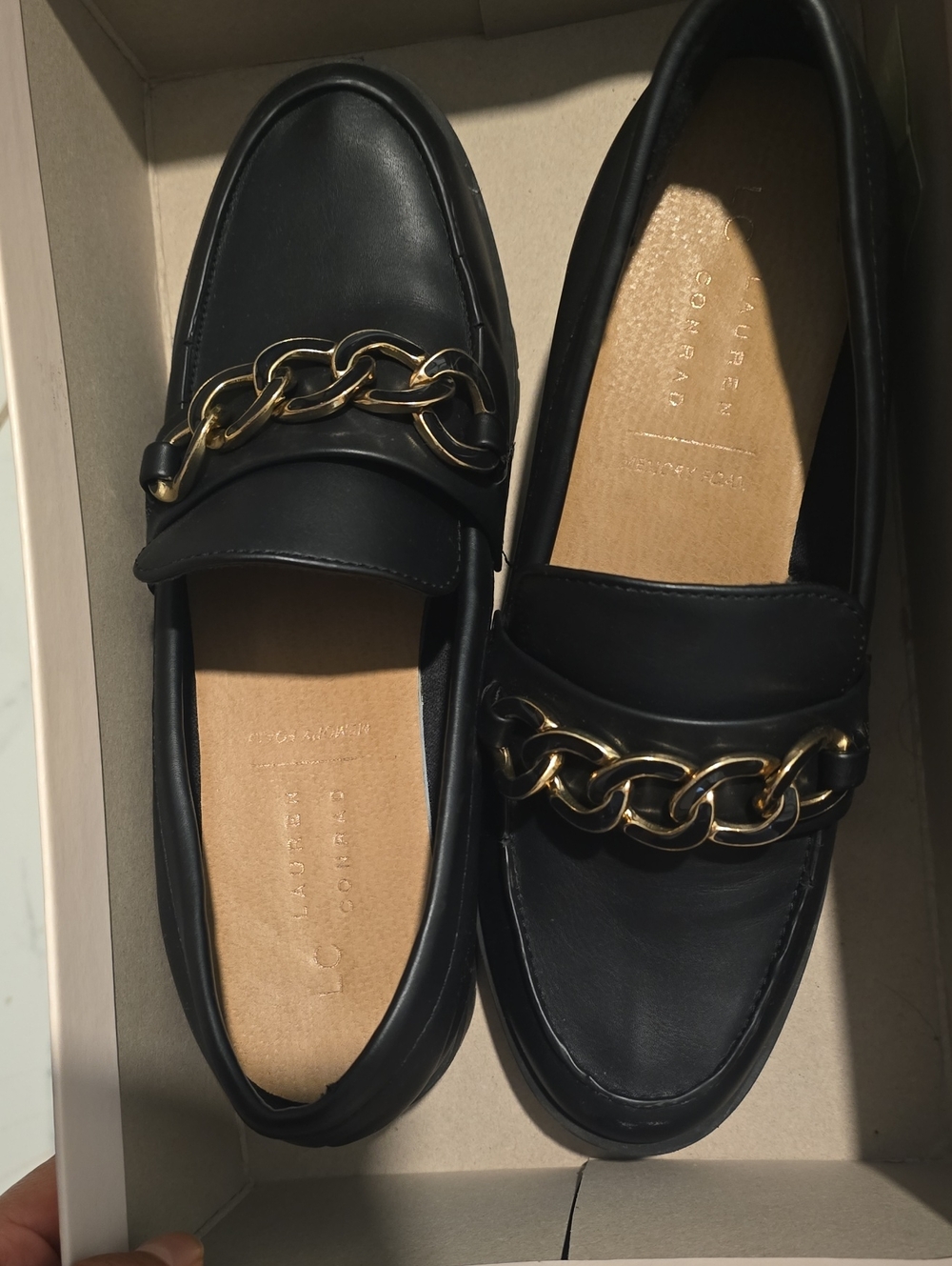 LC Lauren Conrad Jazlynn Lug Sole Loafers Black US 6.5